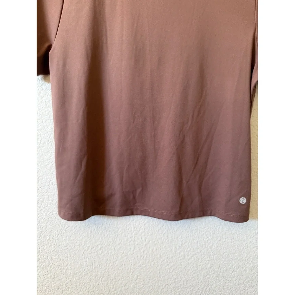 Stretch The Rules Womens Crop Top Mauve Ruched Back Cutout Short Sleeve Size M